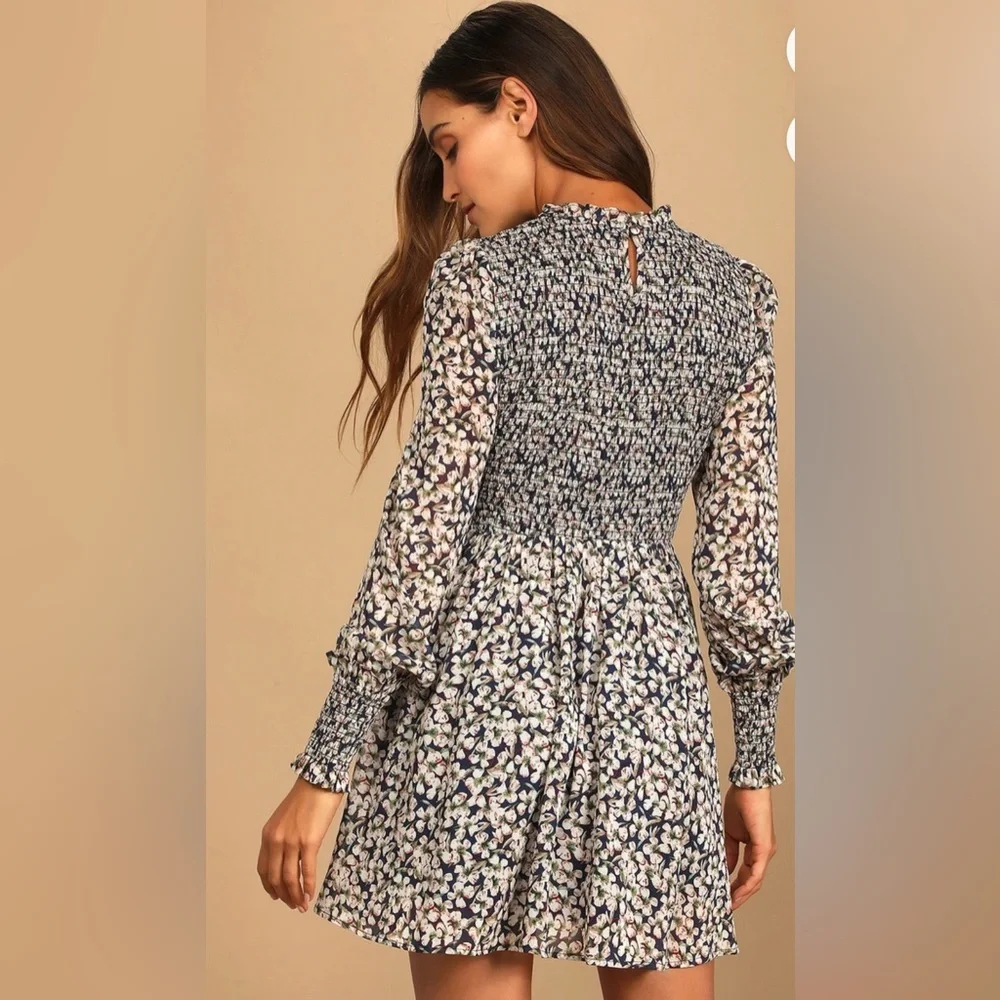 LULUS Floral Forever Floral Print Smocked Skater Dress - Picture 7 of 8